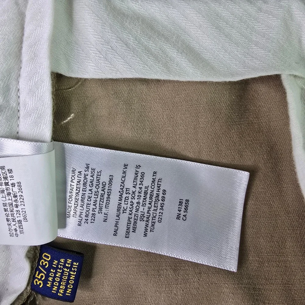 Polo‎ Ralph Lauren Mens Stretch Classic Fit Chino Khaki Pants 35x30 Tan Trousers